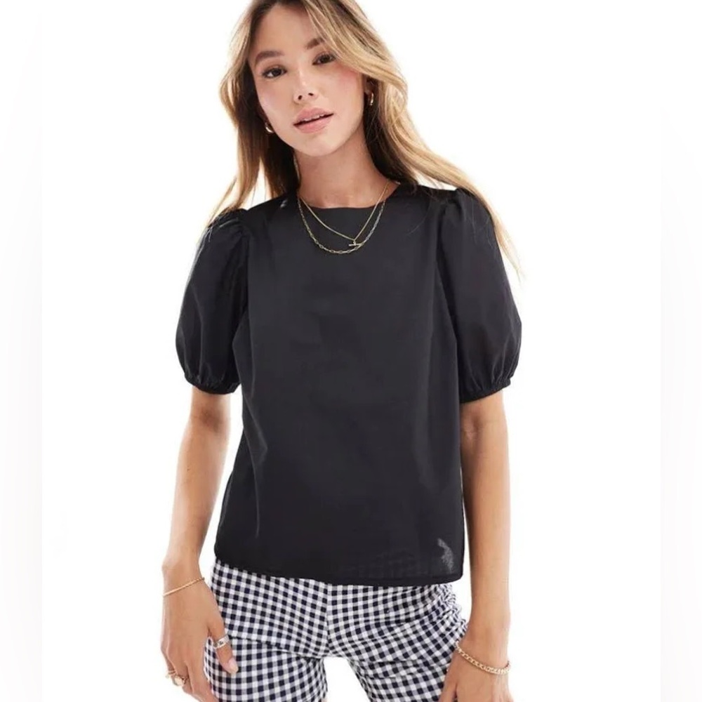 ASOS Elegant Black Puff Sleeve Top